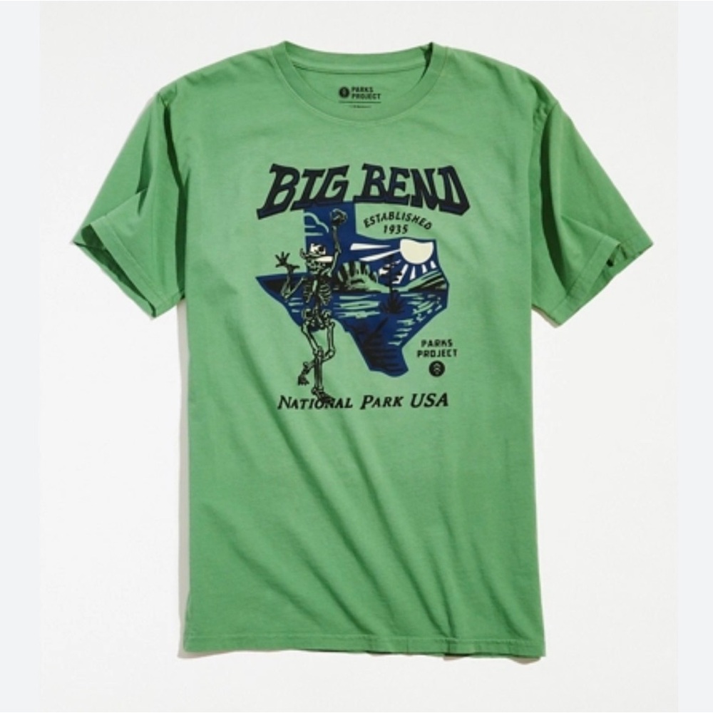 National Parks in the Parks Big Bend TX Dancing Skelly Green Tee Shirt Large UO